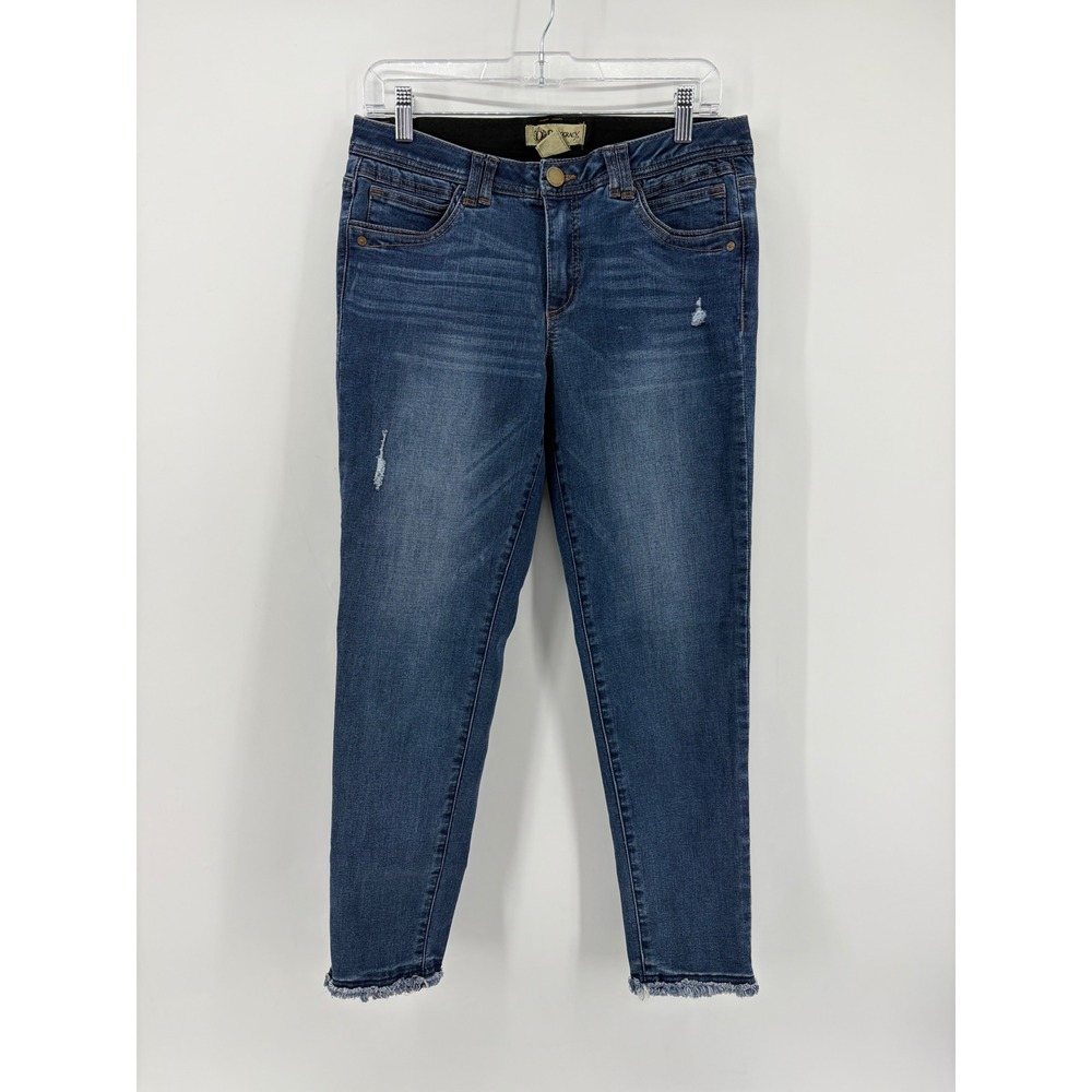 Democracy Womens 8 Blue Skinny Jeans Ab Technology Frayed Hem B1954KECCXX